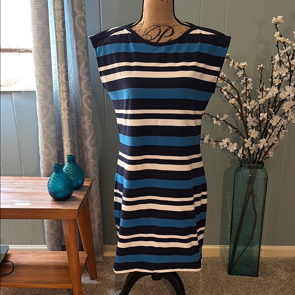 Tommy Hilfiger Nautical Stripe Cap Sleeve Jersey Knit Dress